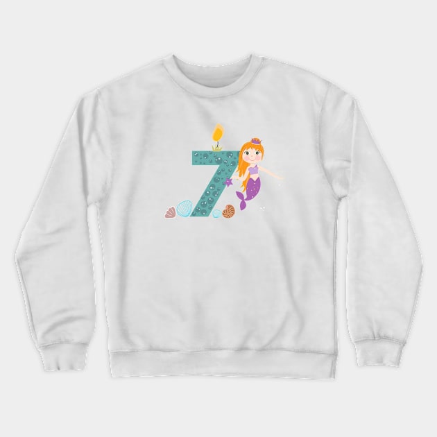 Cute little mermaid seven birthday Crewneck Sweatshirt by GULSENGUNEL